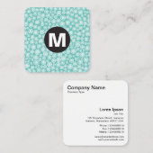 Circle Spot Monogram - Spots - Turquoise Vierkante Visitekaartje (Voorkant / Achterkant)