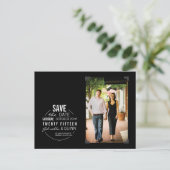 Circle Text & Photo Black Briefkaart Datum opslaan (Staand voorkant)