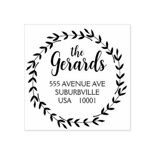 Circle Wreath Branches Custom Rubber Stamp Rubberstempel (Afrduk)