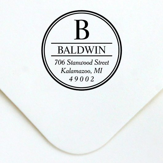Circled Monogram Initiaal Return Address Zelfinktende Stempel