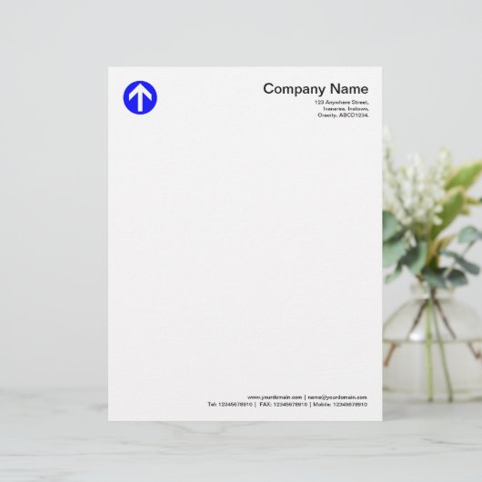 Circled-pijl - blauw briefhoofd ontwerp (Staand voorkant)