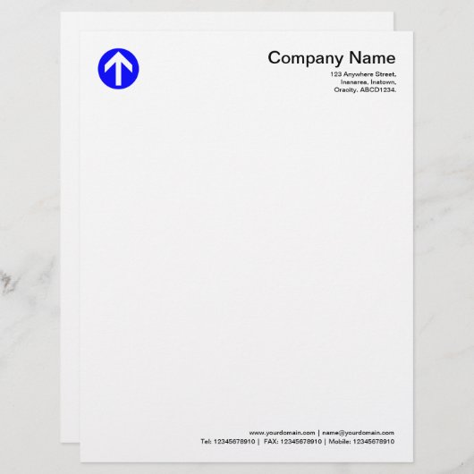 Circled-pijl - blauw briefhoofd ontwerp (Voorkant / Achterkant)