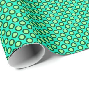 Circled polka dots, pauw en lichtgroen cadeaupapier