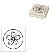 Circled Sakura (Kersenbloesem) Houten stempel (Gestempeld)