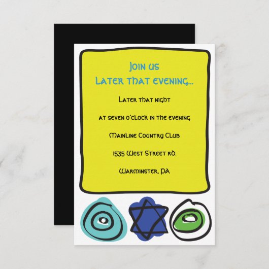 CIRCLES en SQUARES Bar Bat Mitzvah Party Kaart (Voorkant / Achterkant)