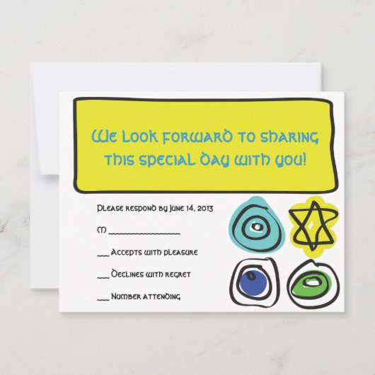 CIRCLES en SQUARES Bar Bat Mitzvah Reply Card RSVP Kaartje (Voorkant)