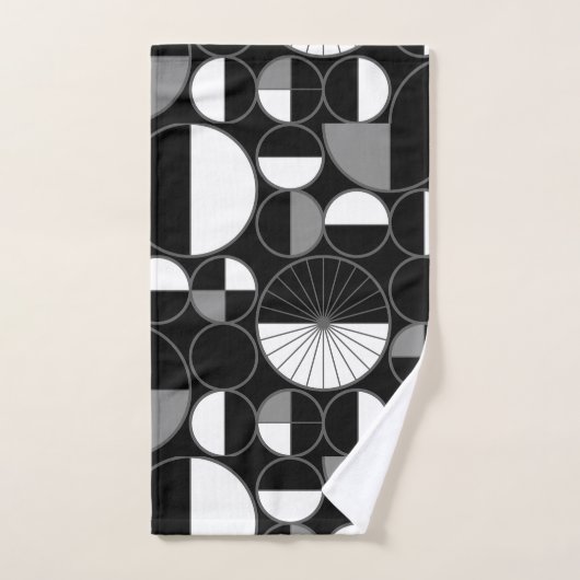 Circles Halves Black Gray (Serviette à main)