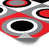 Circles Pattern Red Gray Black White Poster (Hoek)