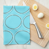 Circles small Turquoise White Brown hand getekend Theedoek (Quarter Fold)