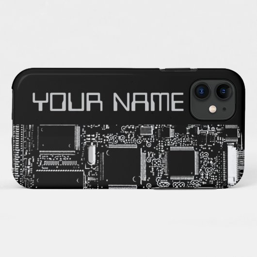 Circuit B & W 2 "Nom" coque iphone côté noir (Dos (Horizontal))
