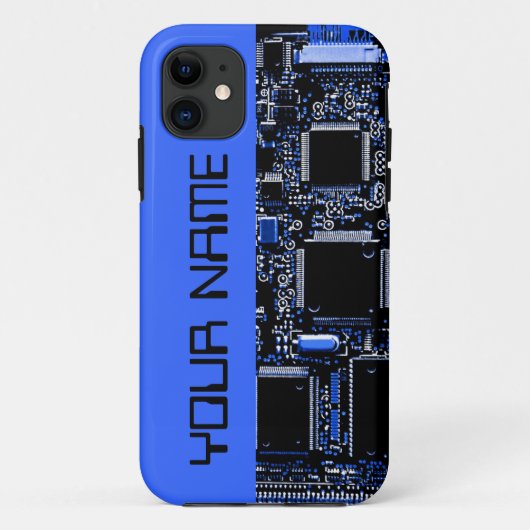 Circuit bleu 2 "Nom" coque iphone côté bleu (Dos)