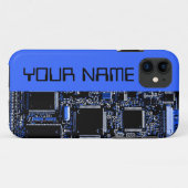 Circuit bleu 2 "Nom" coque iphone côté bleu (Dos (Horizontal))