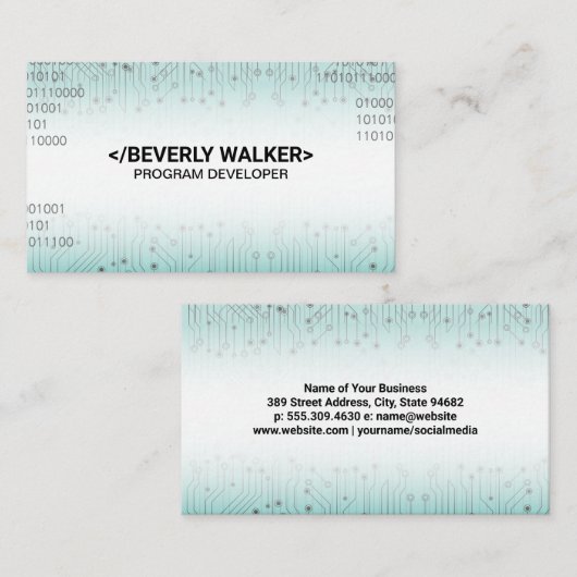 Circuit Board Binaire Codering Achtergrond Bedrijf Visitekaartje (Voorkant / Achterkant)