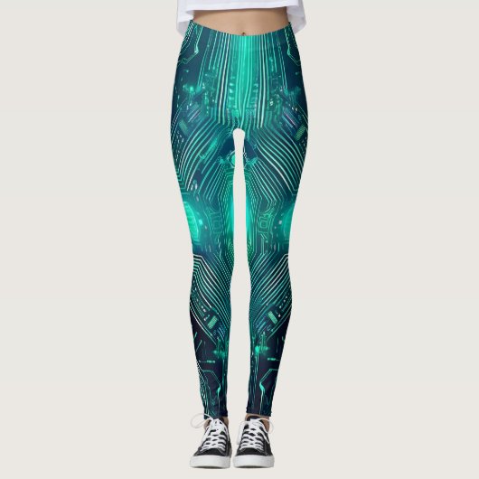 Circuit Board Design Leggings: Tech-geïnspireerde  Leggings (Voorkant)