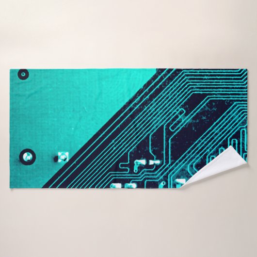 Circuit board. Electronic computer hardware techno (Serviette de bain)