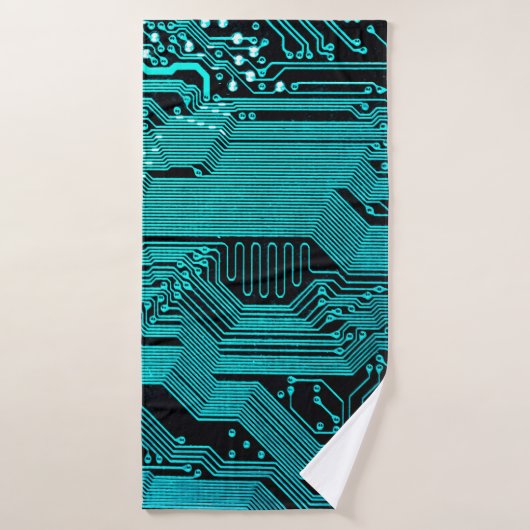 Circuit board. Electronic computer hardware techno (Serviette de bain)
