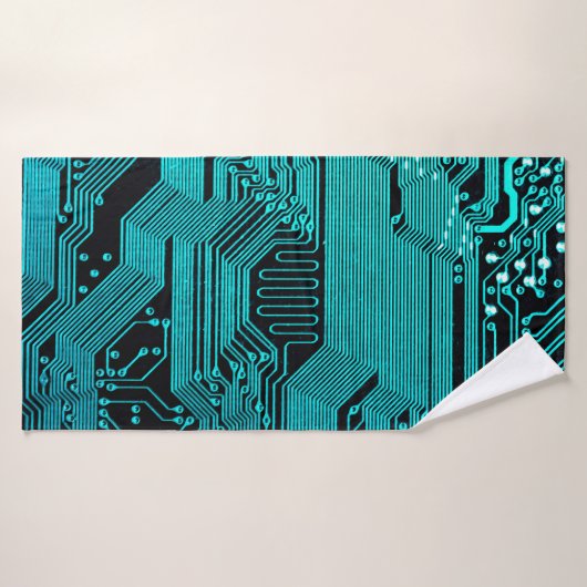 Circuit board. Electronic computer hardware techno (Serviette de bain)