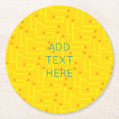Circuit Board geel sinaasappel Computer Tech Moder Ronde Kartonnen Onderzetter (Voorkant)