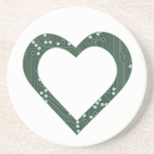 Circuit Board Heart Zandsteen Onderzetter (Voorkant)