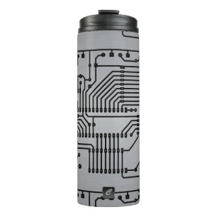 Circuit Board Metalic Monogrammed Tumbler Thermosbeker