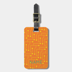 Circuit Board NAME Modern Travel Oranje Tech Bagagelabel