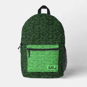 Circuit Board Neon Groen Zwart Aangepast Monogram Bedrukte Rugzak
