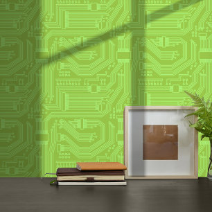 Circuit Board Patroon Lime Green ID245 Behang