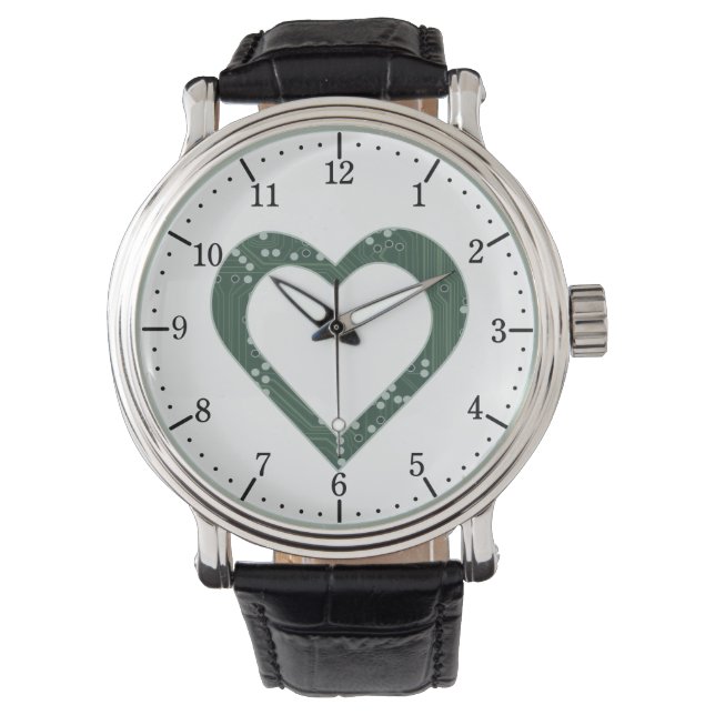 Circuit board Pattern Heart Horloge (Voorkant)