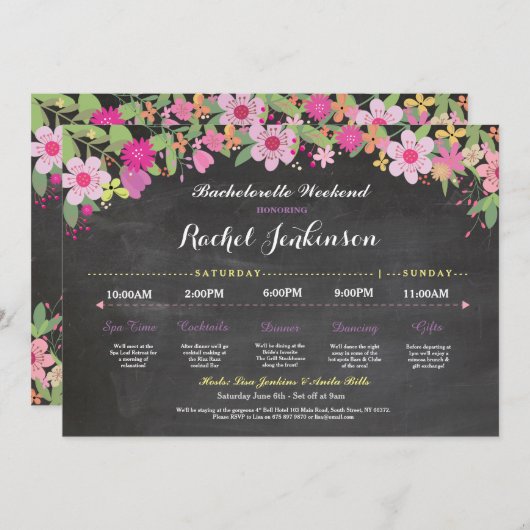 Circuit de la future mariée Invitation à la craie  (Devant / Derrière)