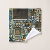Circuit imprimé bleu macro | Photo de PCB (Gant de toilette)