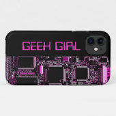 Circuit rose "fille Geek" coque iphone noir (Dos (Horizontal))
