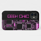 Circuit rose "Geek chic" coque iphone noir (Dos (Horizontal))