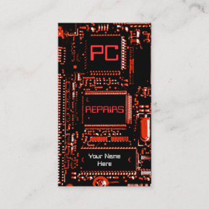 Circuit rouge 'PC réparations' carte de visite rou