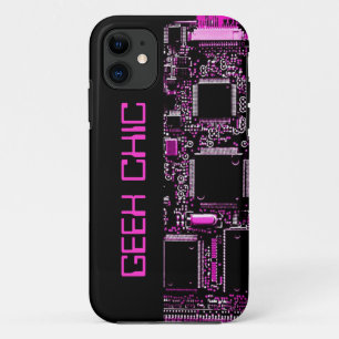 Circuit Roze 'Geek Chic' iPhone hoesje zwart