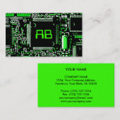 Circuit vert 2 'monogramme vert carte de visite (Devant / Derrière)