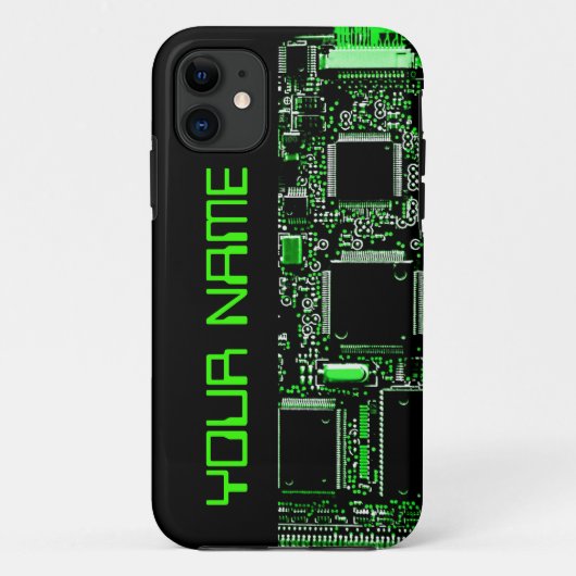Circuit vert 2 "Nom" coque iphone côté noir (Dos)