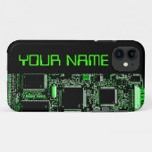 Circuit vert 2 "Nom" coque iphone côté noir (Dos (Horizontal))