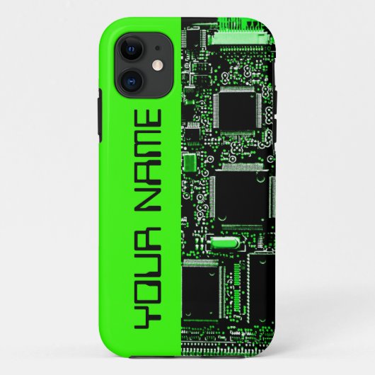 Circuit vert 2 "Nom" coque iphone côté vert (Dos)