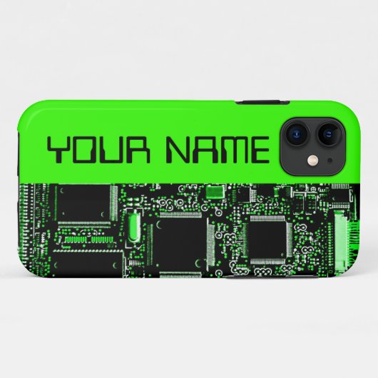 Circuit vert 2 "Nom" coque iphone côté vert (Dos (Horizontal))