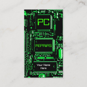 Circuit vert 'PC réparations' carte de visite bla