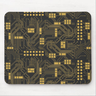 Circuitboard - Black en Gold Muismat