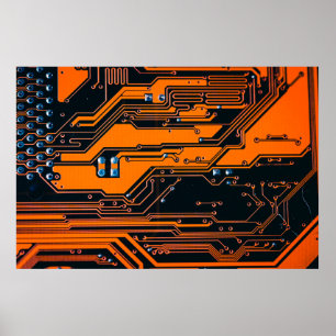 Circuitbord. Elektronische computerhardware Poster