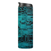 Circuitbord. Elektronische computerhardware Thermosbeker (Geroteerd rechts)