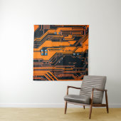 Circuitbord. Elektronische computerhardware Wandkleed (In situ)