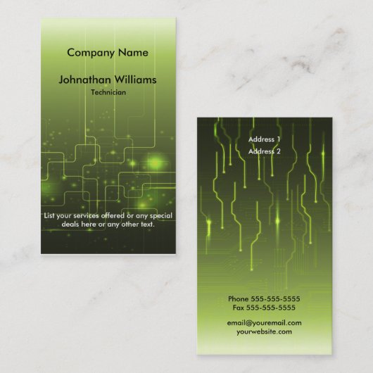 Circuitkaart 2 Visitekaartjes (Voorkant / Achterkant)