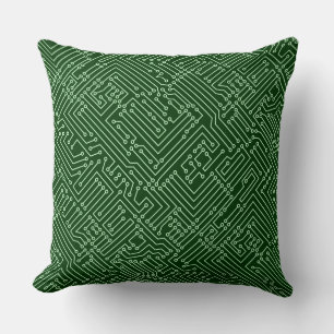 Circuitry - Ghost Green op Dark Forest Green Kussen