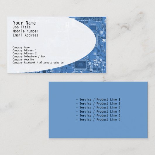 Circuits électroniques Carte de visite bleu (Devant / Derrière)