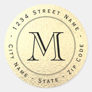 Circulair Brons Folie Monogram Retouradreslabel Ronde Sticker