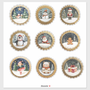 Circulair gouden Kerst stickers en envelopzegel