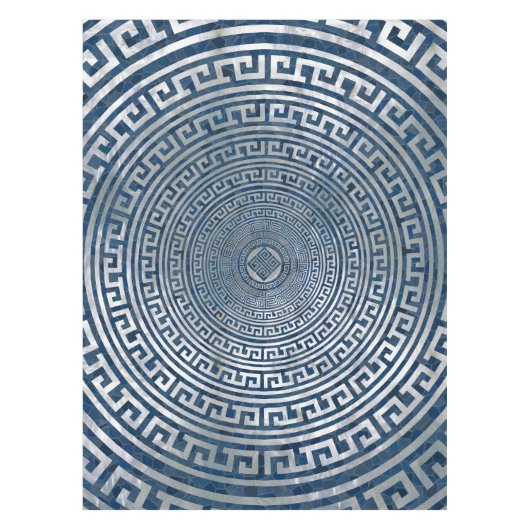 Circulair Grieks Meander Patroon - Grieks Sleutels Tafelkleed (Voorkant)